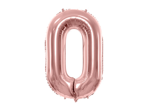 34 inch jumbo rose gold number 0 foil balloon available at A Little Confetti