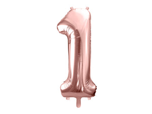 34 inch jumbo rose gold number 1 foil balloon available at A Little Confetti