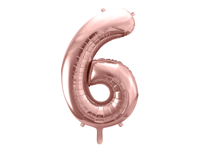34 inch jumbo rose gold number 6 foil balloon available at A Little Confetti