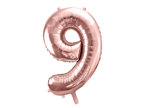 34 inch jumbo rose gold number 9 foil balloon available at A Little Confetti