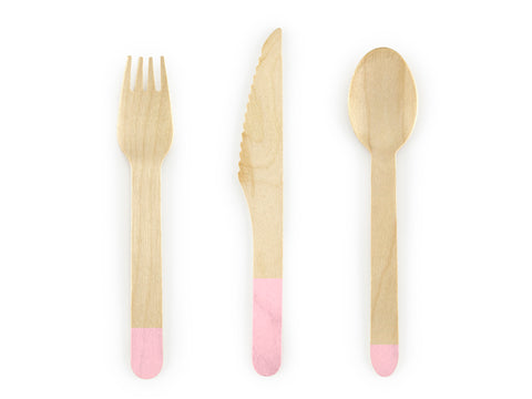 Pink Wooden Cutlery - A Little Confetti