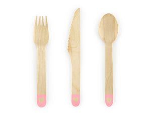 Pink Heart Wooden Cutlery