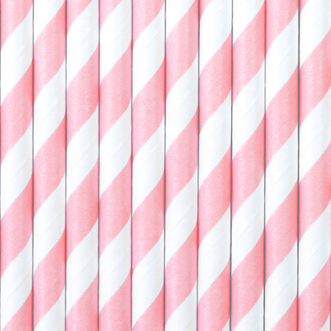 Pink Striped Paper Straws - A Little Confetti