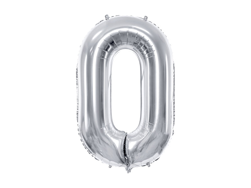 34 inch jumbo silver number 0 foil balloon available at A Little Confetti