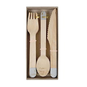Silver Wooden Cutlery Set - A Little Confetti