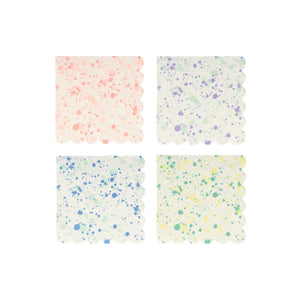 Speckled napkins in green blue purple and pink sold at ALittleConfetti, by Meri Meri
