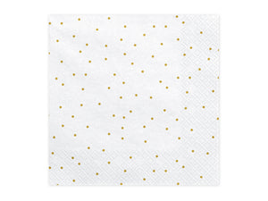 White with gold dots print 3-layer Paper napkins available at A Little Confetti