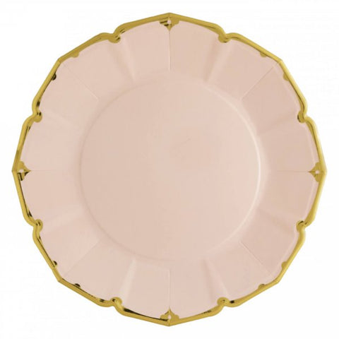 Blush dinner plates with gold trim - A Little Confetti