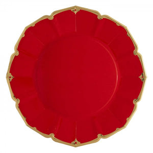 Ruby dinner plates with gold trim - A Little Confetti