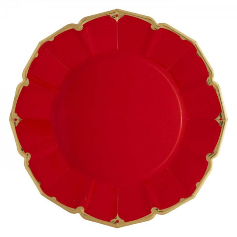 Ruby dinner plates with gold trim - A Little Confetti