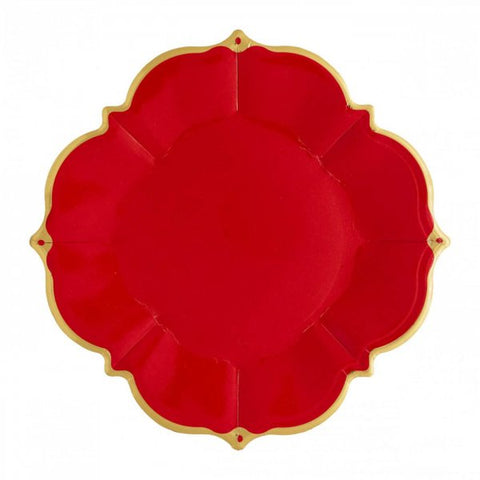 Ruby lunch plates with gold trim - A Little Confetti