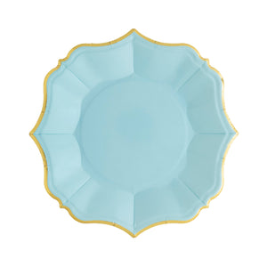 Sky blue desert plates with gold trim - A Little Confetti