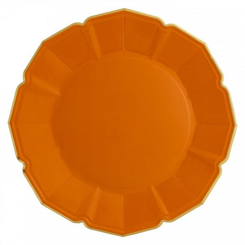 Terra cotta dinner plates with gold trim - A Little Confetti