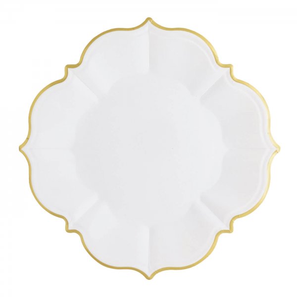 White lunch plates with gold trim - A Little Confetti