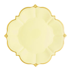 Yellow lunch plates with gold trim - A Little Confetti