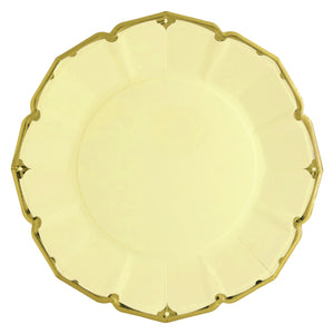 Yellow dinner plates with gold trim - A Little Confetti